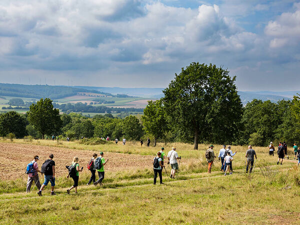 Anlässlich des 20. Jahrestags des Baus der Berliner Mauer fand eine Gedenkwanderung auf dem Grünen Band statt. Wandergruppe am Grünen Band.
