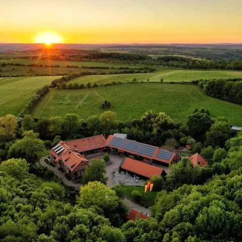 Luftaufnahme von Gut Herbigshagen, dem Stiftungssitz der Heinz Sielmann Stiftung