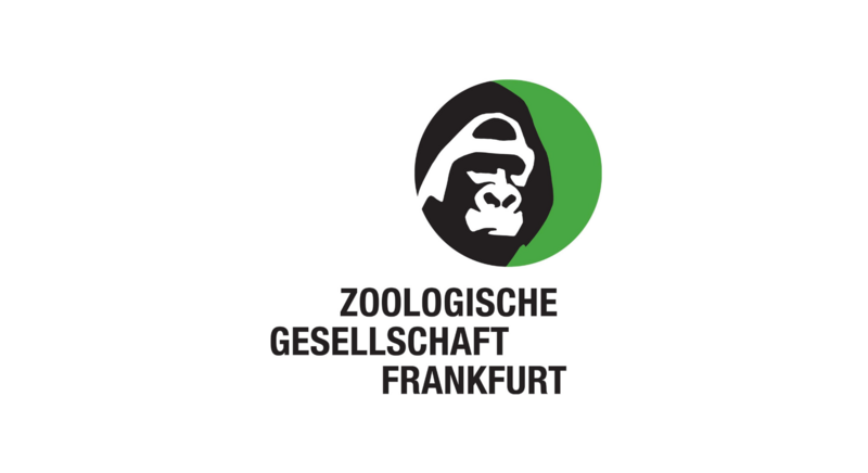 Logo der Zoologischen Gesellschafrt Frankfurt mit einem Gorillakopf im grünen Kreis